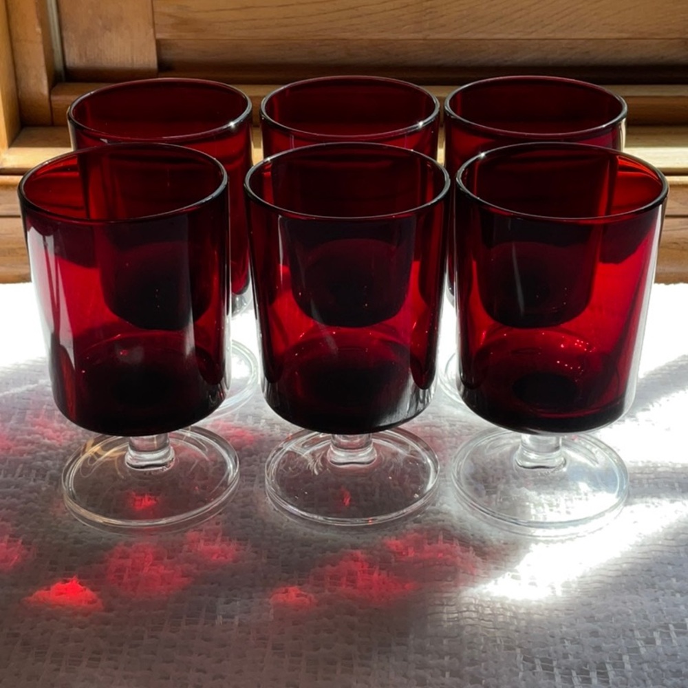 Arcoroc Luminarc France Ruby Red 4 oz. Juice Glasses Set of 6